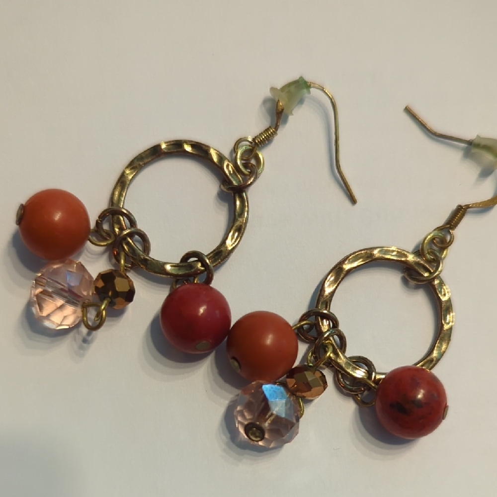 Elegant Golden Hoop Earrings with colourful beads